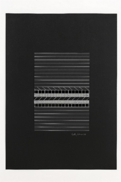 Giochi di linee (Lines games), 1973 collage and indian ink on paper, cm 70 x 50