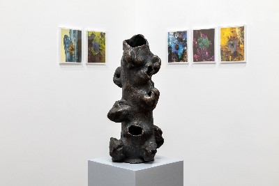 BF 39 Stamm, 2014, coated ceramic with resin and
bronze powder, painted MDF and lava stone
sculpture: H 55 x 26 x 26 cm;
pedestal: H 90 x 30 x 30 cm, photo: Danilo Donzelli