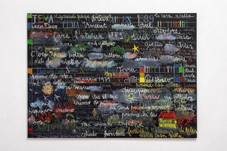 Un lavagna per pensare (A blackboard to think), 2010, oil pastel on canvas, cm 156 x 210