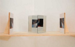 Proof that inadequate,
2012,
mirror sterescope, wood, mirrors, paper, cm 25 x 120 x 15