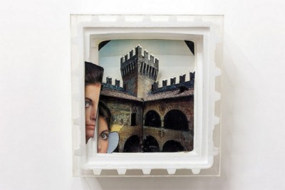 La castellana (The lady of the castle) ï¿½ 1971, collage on styrofoam, plexiglass - cm 42 x 38,7 x 12