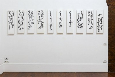 Dieci comandamenti / Ten Commandments, 1973, felt pen on styrofoam, plexiglass, cm 75,3 x 22,6 x 2,6