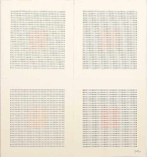 Typecode (Dattilocodice), 1978, typewriting, ink on paper, cm 50 x 55