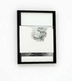 all travelers,
2012,
partially erased mirror, book page, glass,
cm 25 x 18