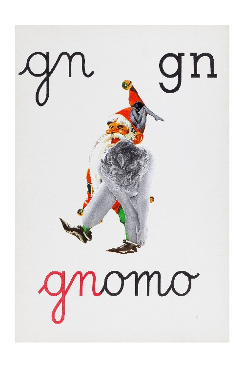 GN di Gnomo, Alfabeto pop (GN for Gnomo, Pop alphabet) , 1977, photo ï¿½ collage on paper, cm 39,5 x 26,5