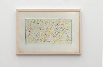 Untitled (Pensieri allo specchio), 1983, pastel and collage on paper, cm 23 x 35 