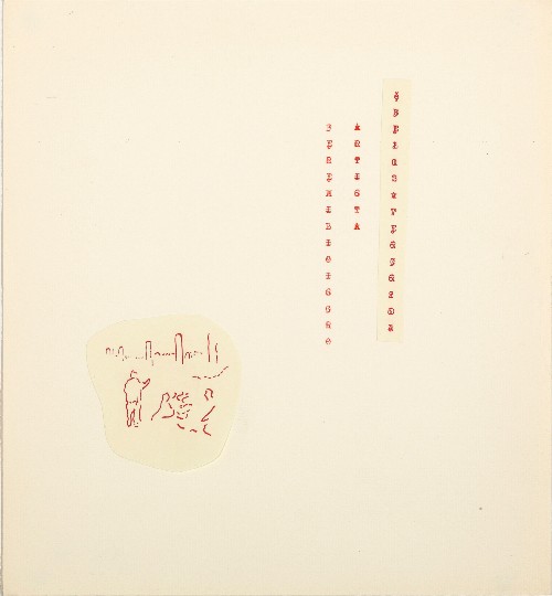 Typecode (Dattilocodice), 1978, typewriting, collage and ink on paper, cm 25 x 27
