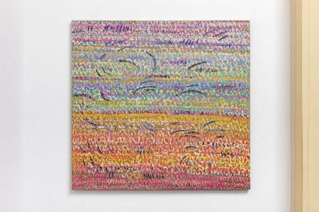 Mare nel vento (Sea in the wind), 2008, oil pastel on canvas, cm 96 x 102 